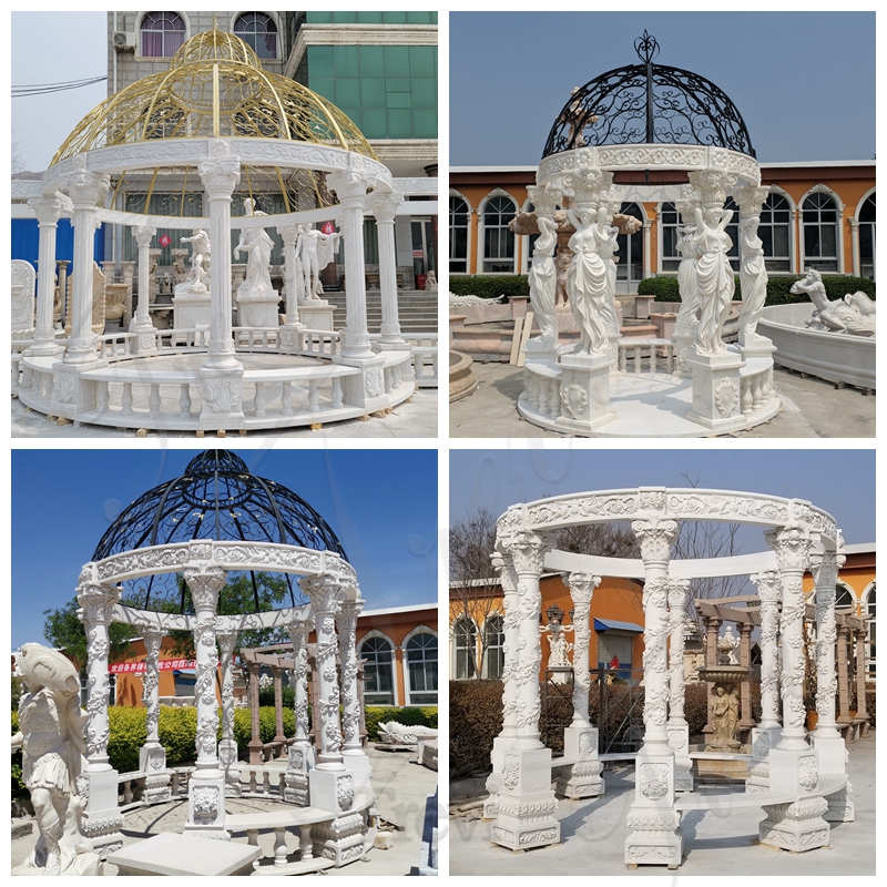 Outdoor White Marble Column Gazebo with lowest Price MOKK-532