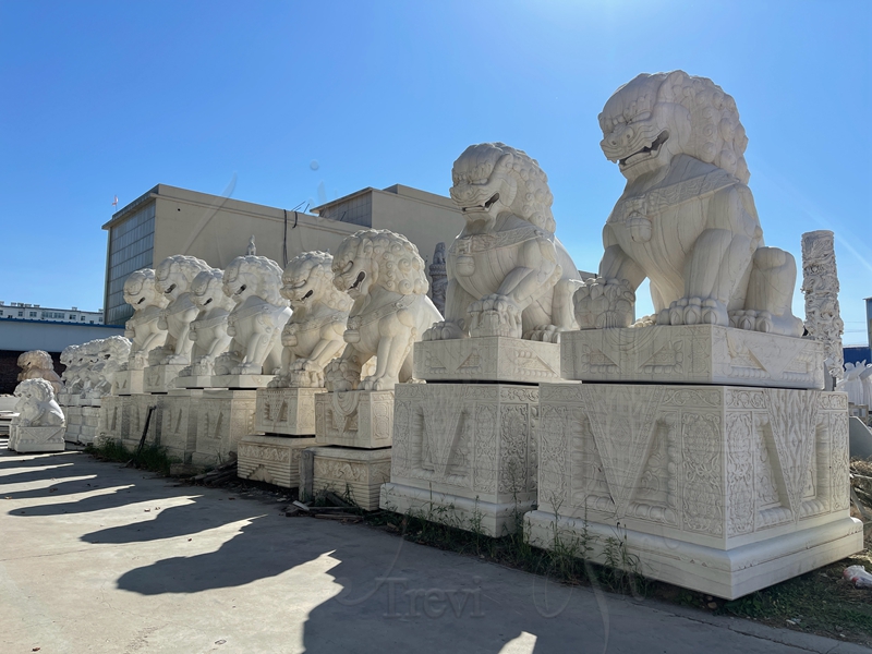 Outdoor White Chinese Marble Lion Statue for Sale MOKK-117