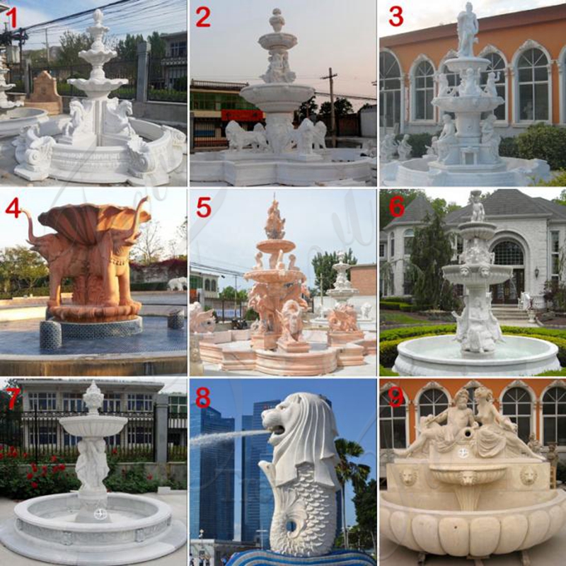 Outdoor White Tiered Marble Water Fountain for Sale MOK1-061