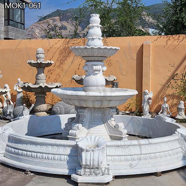 Outdoor White Tiered Marble Water Fountain for Sale MOK1-061