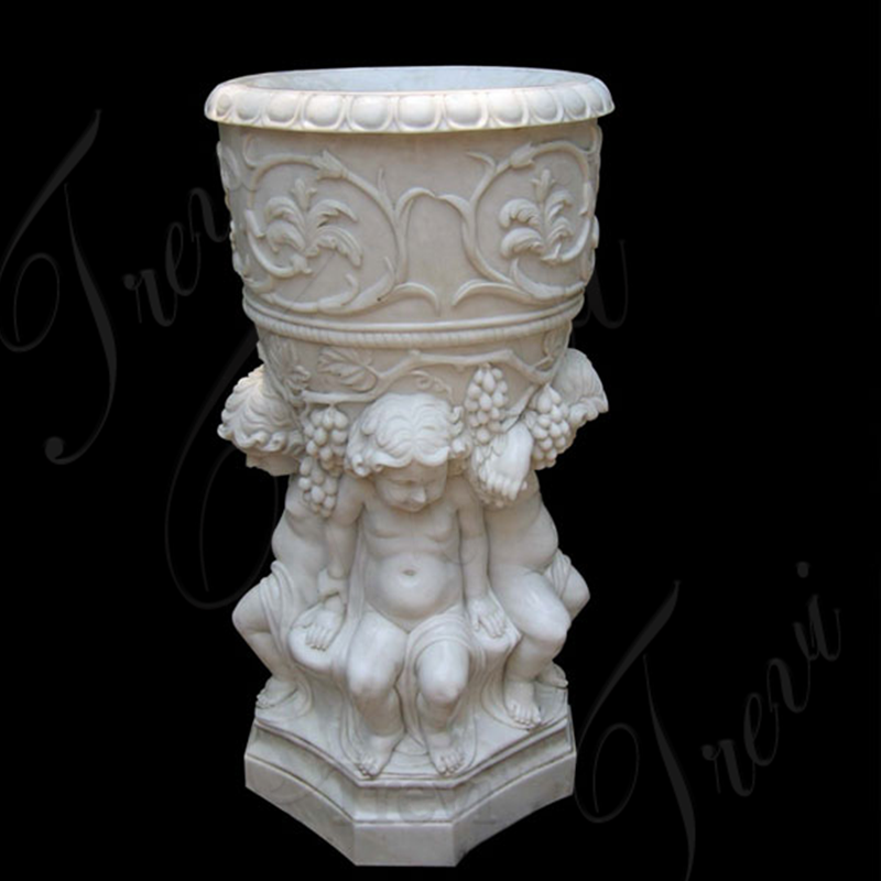 Hand Carved White Marble Planter with Competitive Price MOKK-48