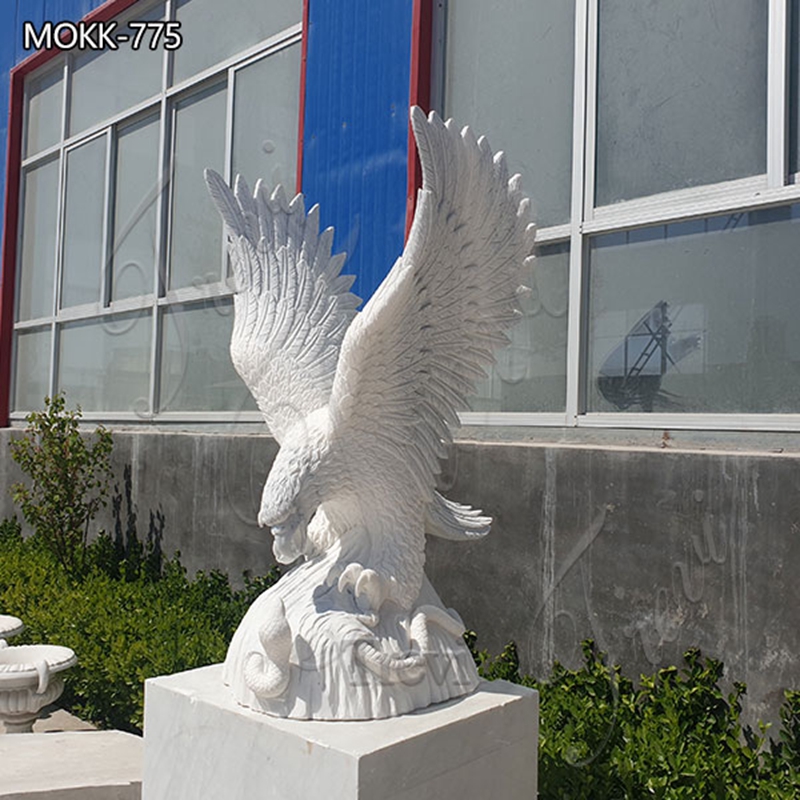 Hand Carved Marble Eagle Statue Outdoor Garden Decor MOKK-775