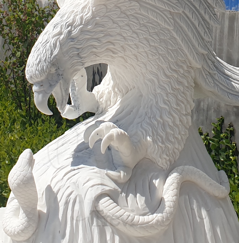 Hand Carved Marble Eagle Statue Outdoor Garden Decor MOKK-775