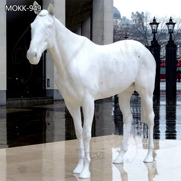 Natural White Marble Horse Statue Yard Ornaments Factory Supplier MOKK-949