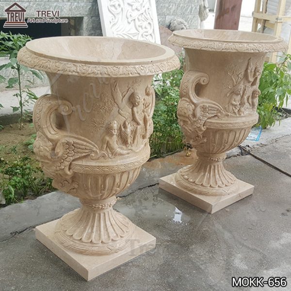 Large Natural Marble Outdoor Planter Pots with Competitive Price MOKK-656