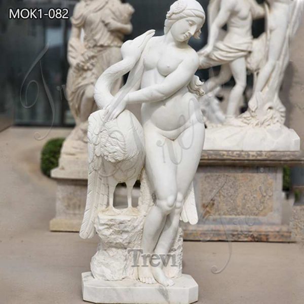 Natural Marble Woman Statue With Beautiful Goose Wholesale MOK1-082