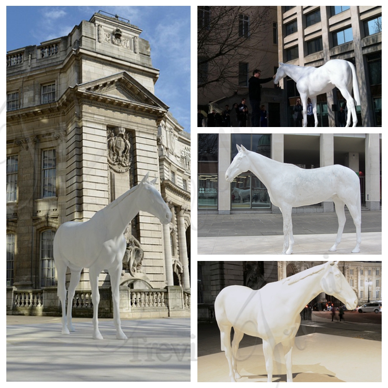 Natural White Marble Horse Statue Yard Ornaments Factory Supplier MOKK-949