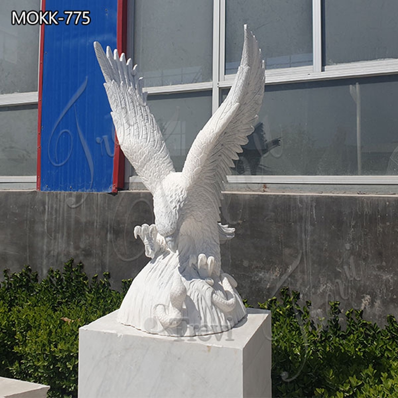 Hand Carved Marble Eagle Statue Outdoor Garden Decor MOKK-775