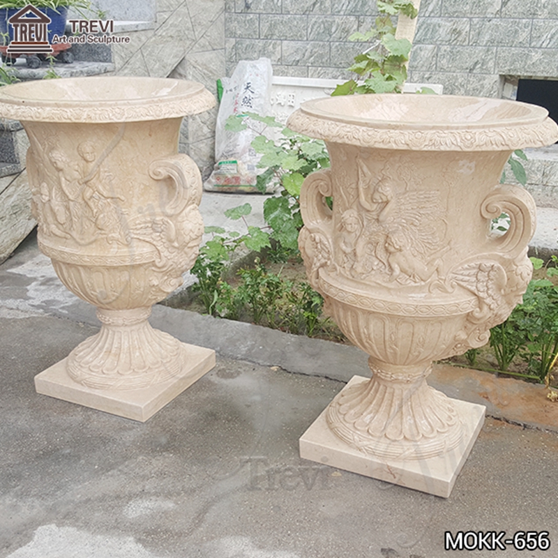Large Natural Marble Outdoor Planter Pots with Competitive Price MOKK-656
