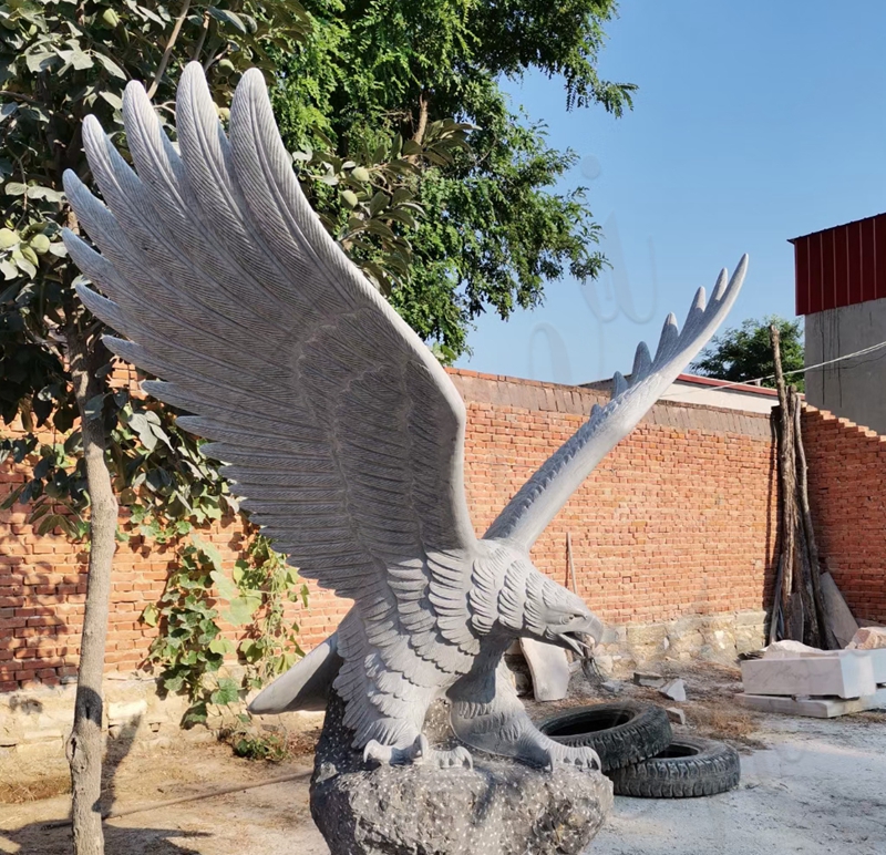 Hand Carved Marble Eagle Statue Outdoor Garden Decor MOKK-775
