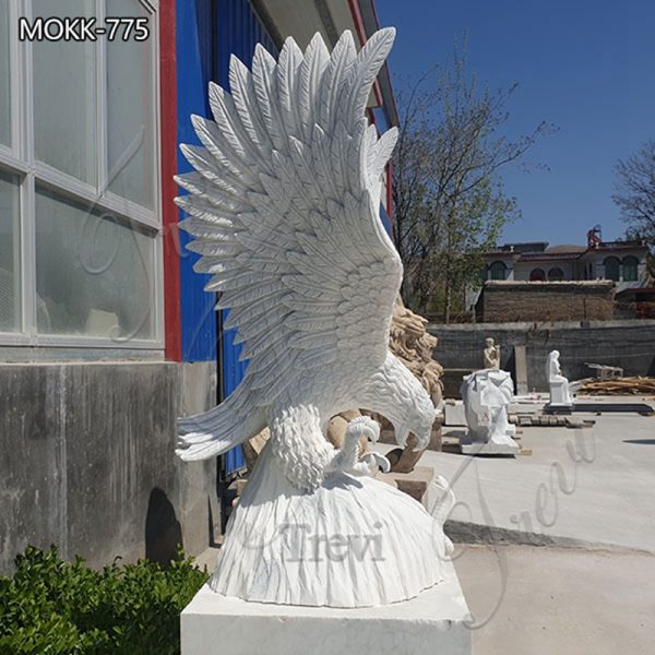 Hand Carved Marble Eagle Statue Outdoor Garden Decor MOKK-775