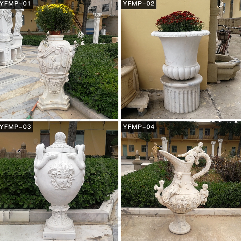 Large Natural Marble Outdoor Planter Pots with Competitive Price MOKK-656