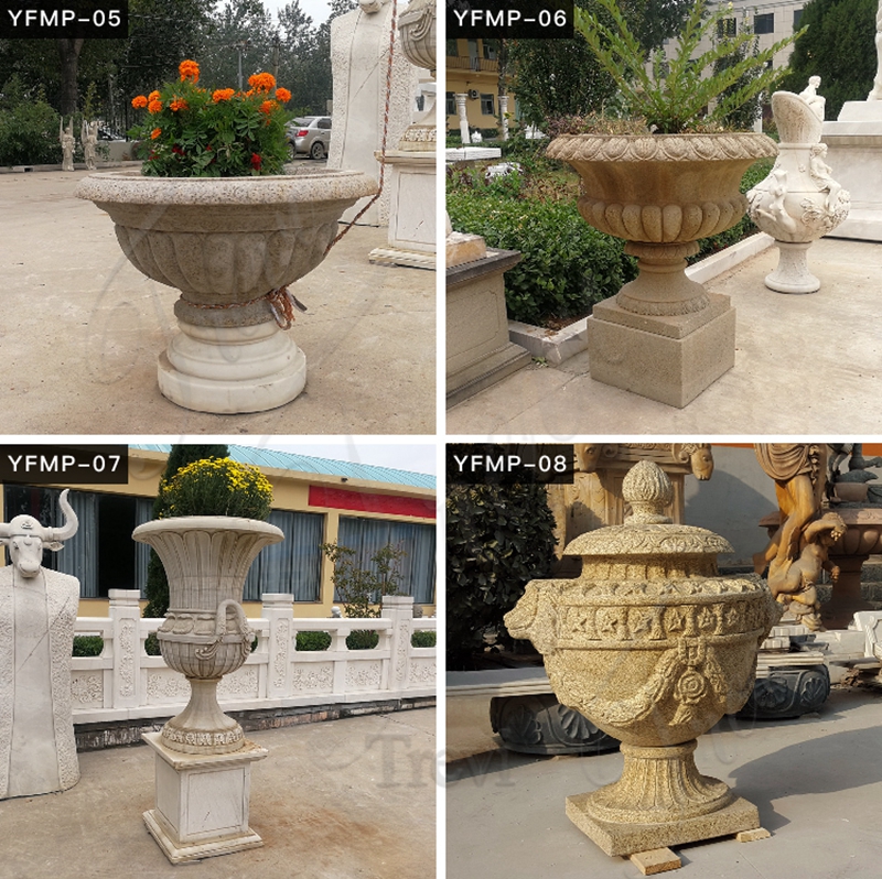 Large Natural Marble Outdoor Planter Pots with Competitive Price MOKK-656