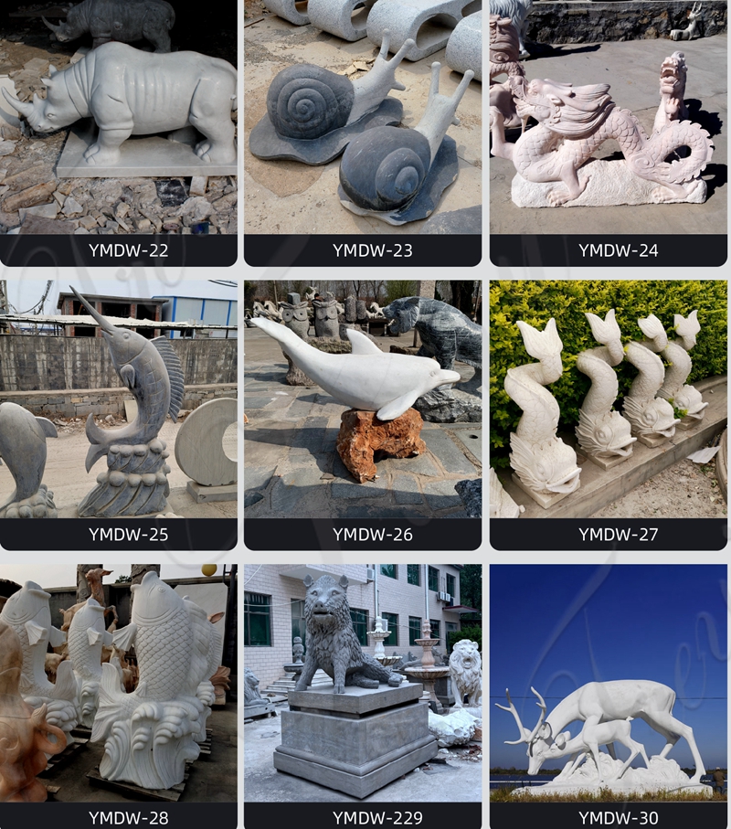 Natural White Marble Horse Statue Yard Ornaments Factory Supplier MOKK-949