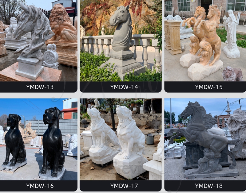 Natural White Marble Horse Statue Yard Ornaments Factory Supplier MOKK-949