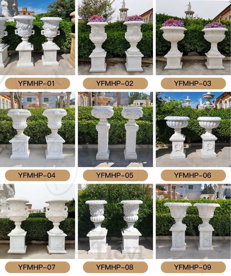 Large Natural Marble Outdoor Planter Pots with Competitive Price MOKK-656