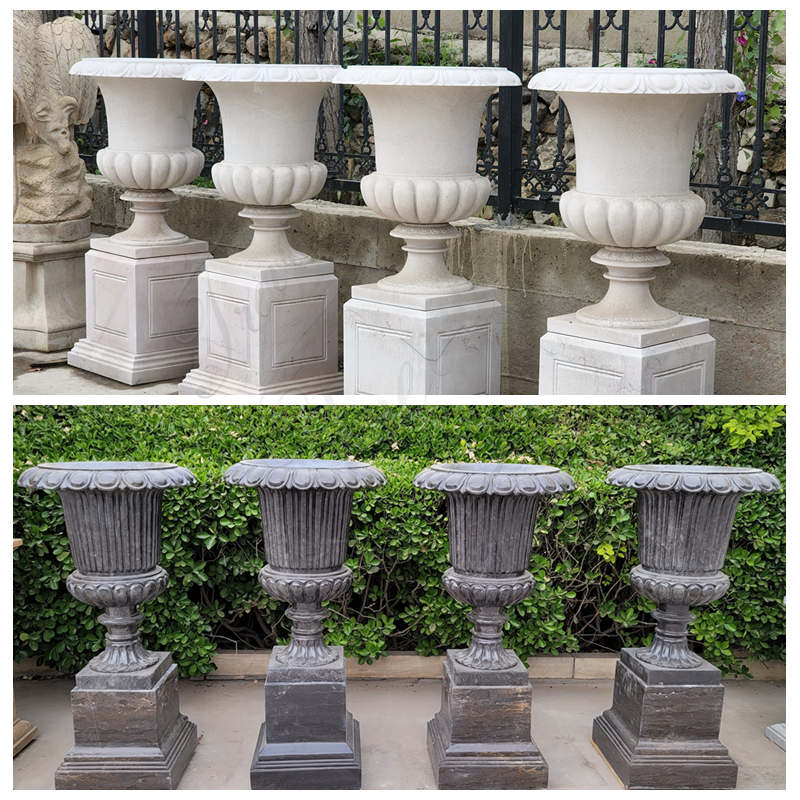 white marble planter-Trevi Sculpture