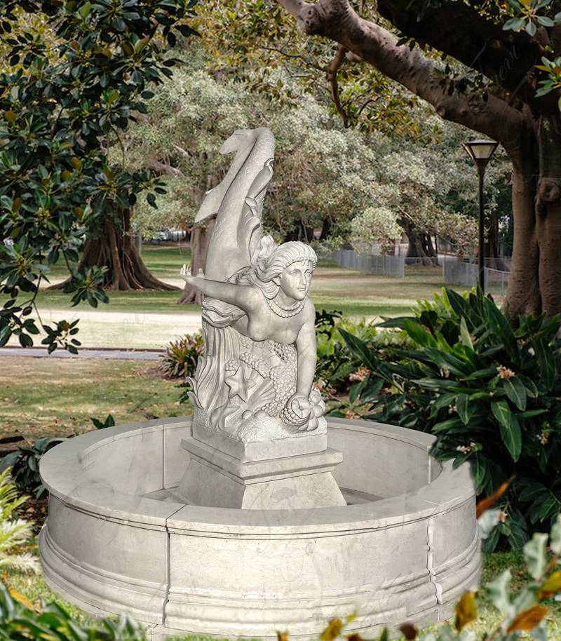 Stunning Natural Marble Mermaid Fountain