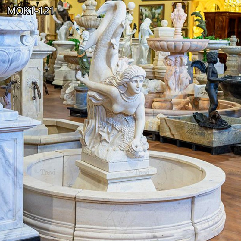 Stunning Natural Marble Mermaid Fountain