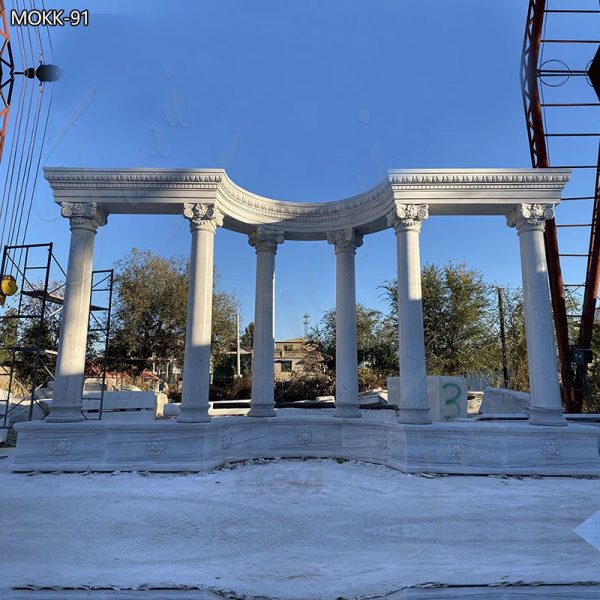 Pure Hand-carved White Marble Gazebo for Outdoor
