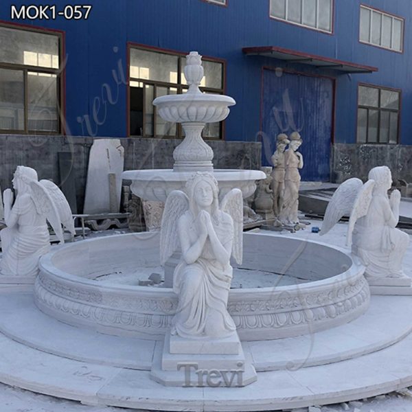 White Marble Fountain Outdoor with Angels Decor for Sale