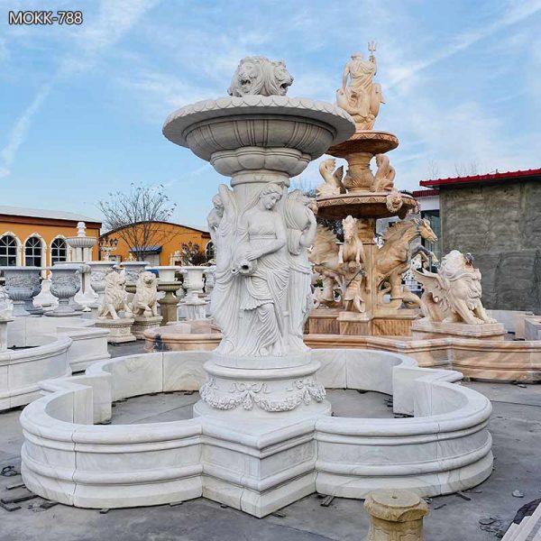 Outdoor Marble Fountain with Lion Head Manufacturer