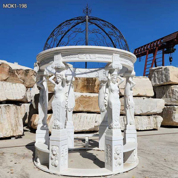 White Marble Gazebo With Lady Statue for Garden MOK1-198