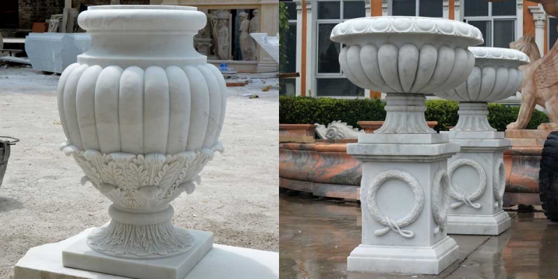 white marble flower pot