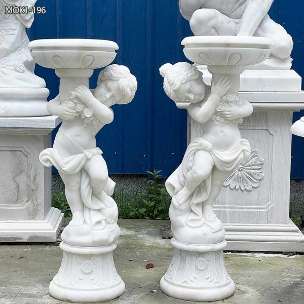 marble boy statue planter