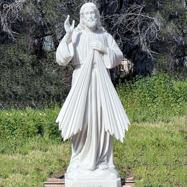 Life Size White Marble Jesus Statue Decor