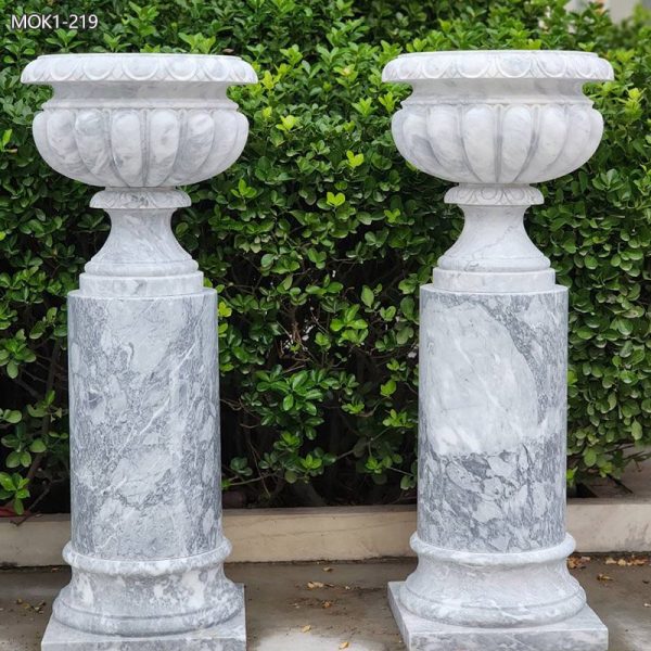 Antique Hand Carved Marble Outdoor Planter for Sale